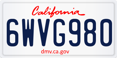 CA license plate 6WVG980