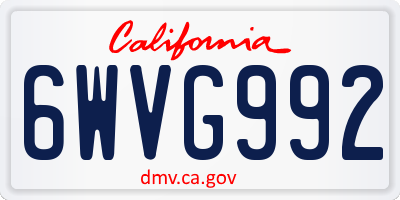 CA license plate 6WVG992