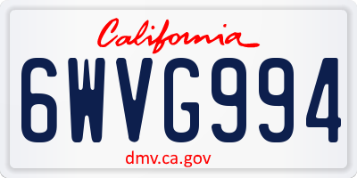 CA license plate 6WVG994