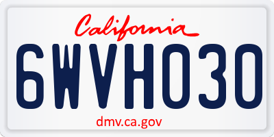 CA license plate 6WVH030