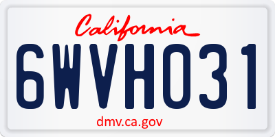 CA license plate 6WVH031