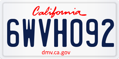 CA license plate 6WVH092
