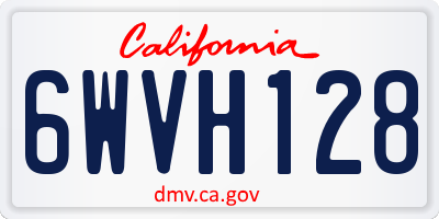 CA license plate 6WVH128