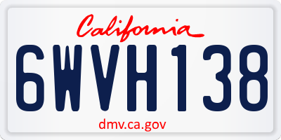 CA license plate 6WVH138