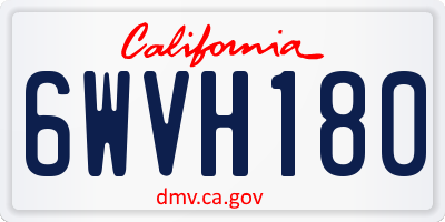 CA license plate 6WVH180