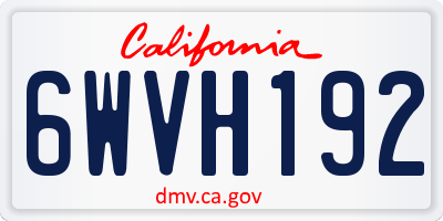 CA license plate 6WVH192