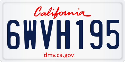 CA license plate 6WVH195