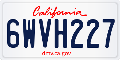 CA license plate 6WVH227