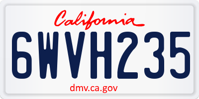 CA license plate 6WVH235