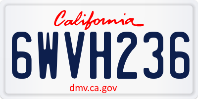 CA license plate 6WVH236