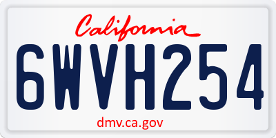 CA license plate 6WVH254