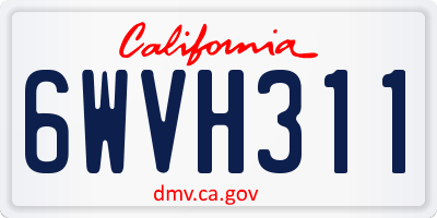 CA license plate 6WVH311