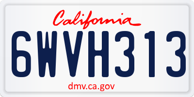 CA license plate 6WVH313