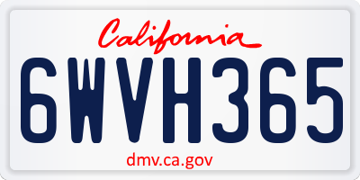 CA license plate 6WVH365