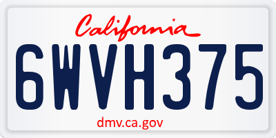 CA license plate 6WVH375