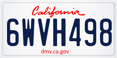 CA license plate 6WVH498