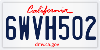 CA license plate 6WVH502