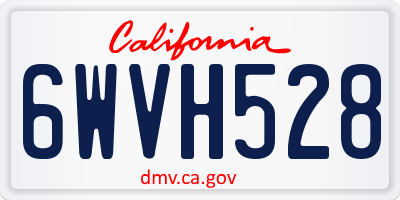 CA license plate 6WVH528