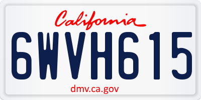 CA license plate 6WVH615