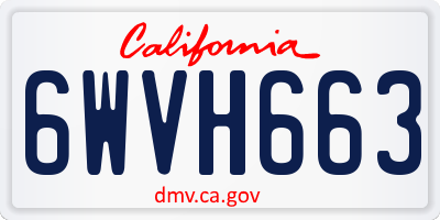 CA license plate 6WVH663