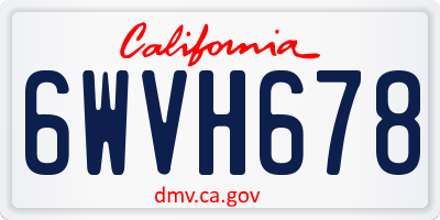 CA license plate 6WVH678