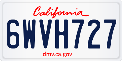 CA license plate 6WVH727