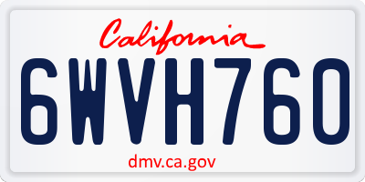 CA license plate 6WVH760