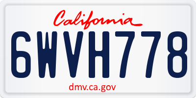 CA license plate 6WVH778