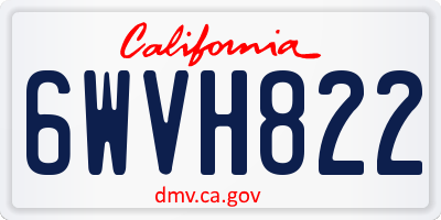 CA license plate 6WVH822