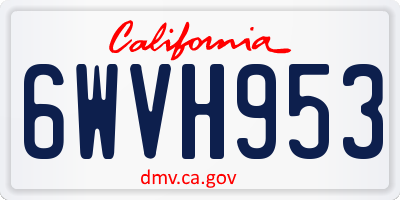 CA license plate 6WVH953