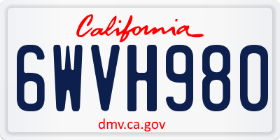 CA license plate 6WVH980