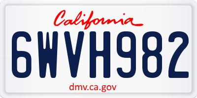 CA license plate 6WVH982