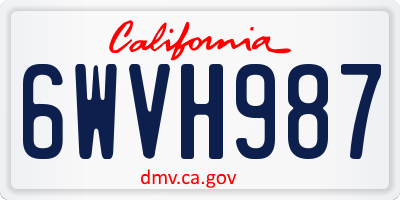 CA license plate 6WVH987