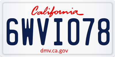 CA license plate 6WVI078
