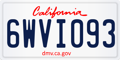 CA license plate 6WVI093