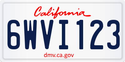 CA license plate 6WVI123
