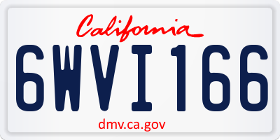 CA license plate 6WVI166