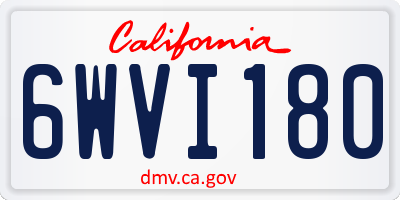CA license plate 6WVI180