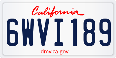CA license plate 6WVI189