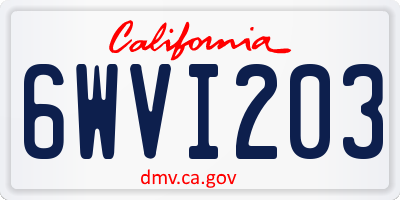 CA license plate 6WVI203