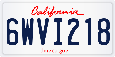 CA license plate 6WVI218