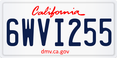 CA license plate 6WVI255