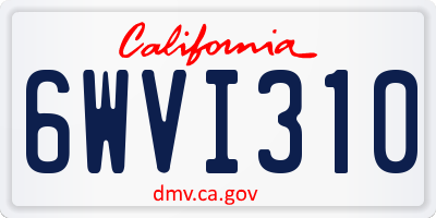 CA license plate 6WVI310