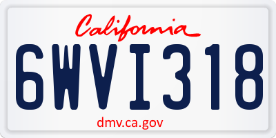 CA license plate 6WVI318