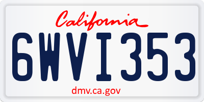 CA license plate 6WVI353