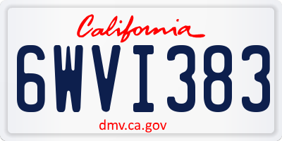 CA license plate 6WVI383