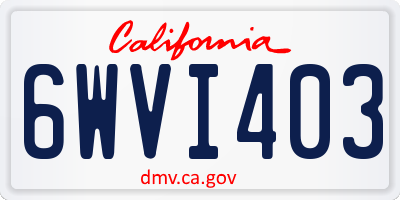 CA license plate 6WVI403