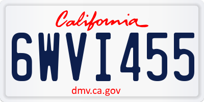 CA license plate 6WVI455