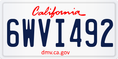 CA license plate 6WVI492