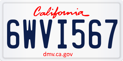 CA license plate 6WVI567